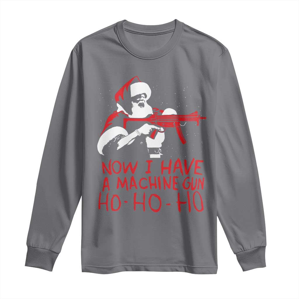 Now I Have A Machine Gun Long Sleeve Shirt Funny Retro Christmas 90s Movie Santa Gun Lovers - Wonder Print Shop