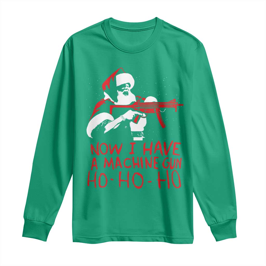 Now I Have A Machine Gun Long Sleeve Shirt Funny Retro Christmas 90s Movie Santa Gun Lovers - Wonder Print Shop
