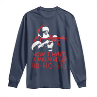 Now I Have A Machine Gun Long Sleeve Shirt Funny Retro Christmas 90s Movie Santa Gun Lovers - Wonder Print Shop