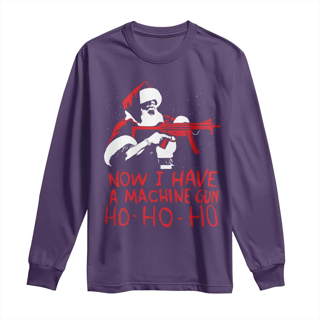 Now I Have A Machine Gun Long Sleeve Shirt Funny Retro Christmas 90s Movie Santa Gun Lovers - Wonder Print Shop