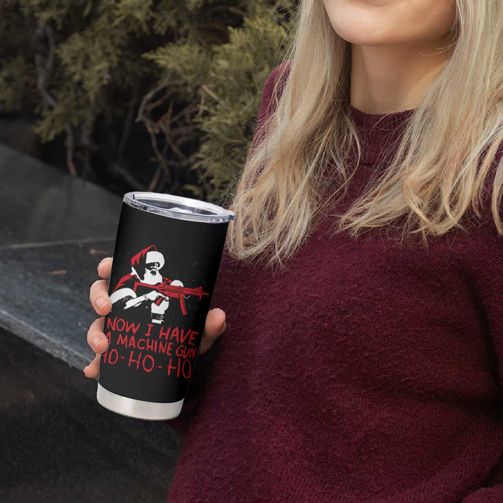 Now I Have A Machine Gun Tumbler Cup Funny Retro Christmas 90s Movie Santa Gun Lovers - Wonder Print Shop