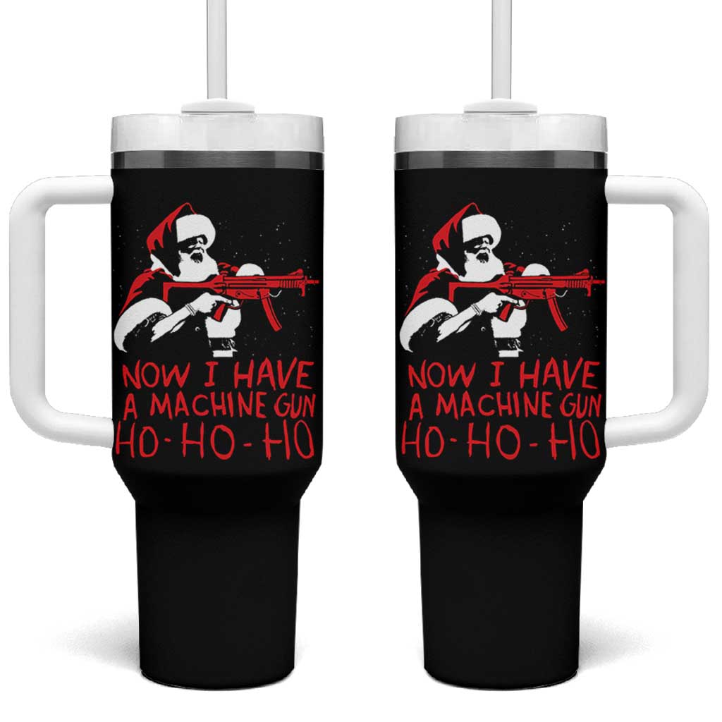 Now I Have A Machine Gun Tumbler With Handle Funny Retro Christmas 90s Movie Santa Gun Lovers - Wonder Print Shop