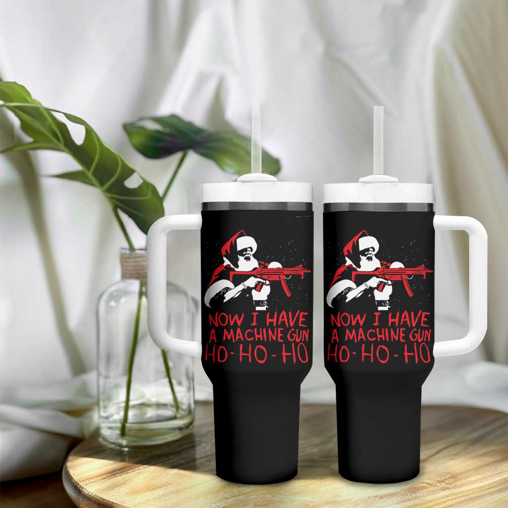 Now I Have A Machine Gun Tumbler With Handle Funny Retro Christmas 90s Movie Santa Gun Lovers - Wonder Print Shop