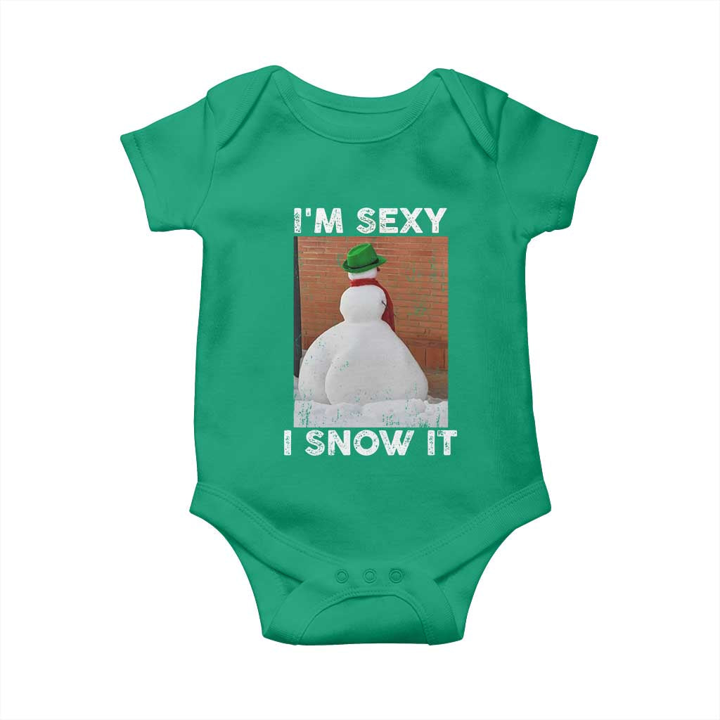 Sarcastic Snowman Baby Onesie Funny Christmas I'm Sexy and I Snow It - Wonder Print Shop