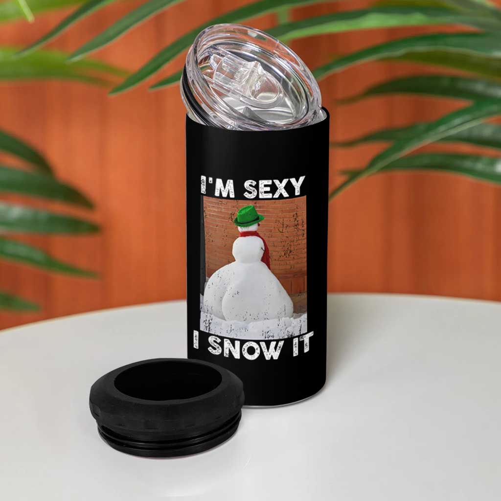 Sarcastic Snowman 4 in 1 Can Cooler Tumbler Funny Christmas I'm Sexy and I Snow It - Wonder Print Shop