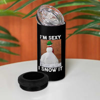 Sarcastic Snowman 4 in 1 Can Cooler Tumbler Funny Christmas I'm Sexy and I Snow It - Wonder Print Shop