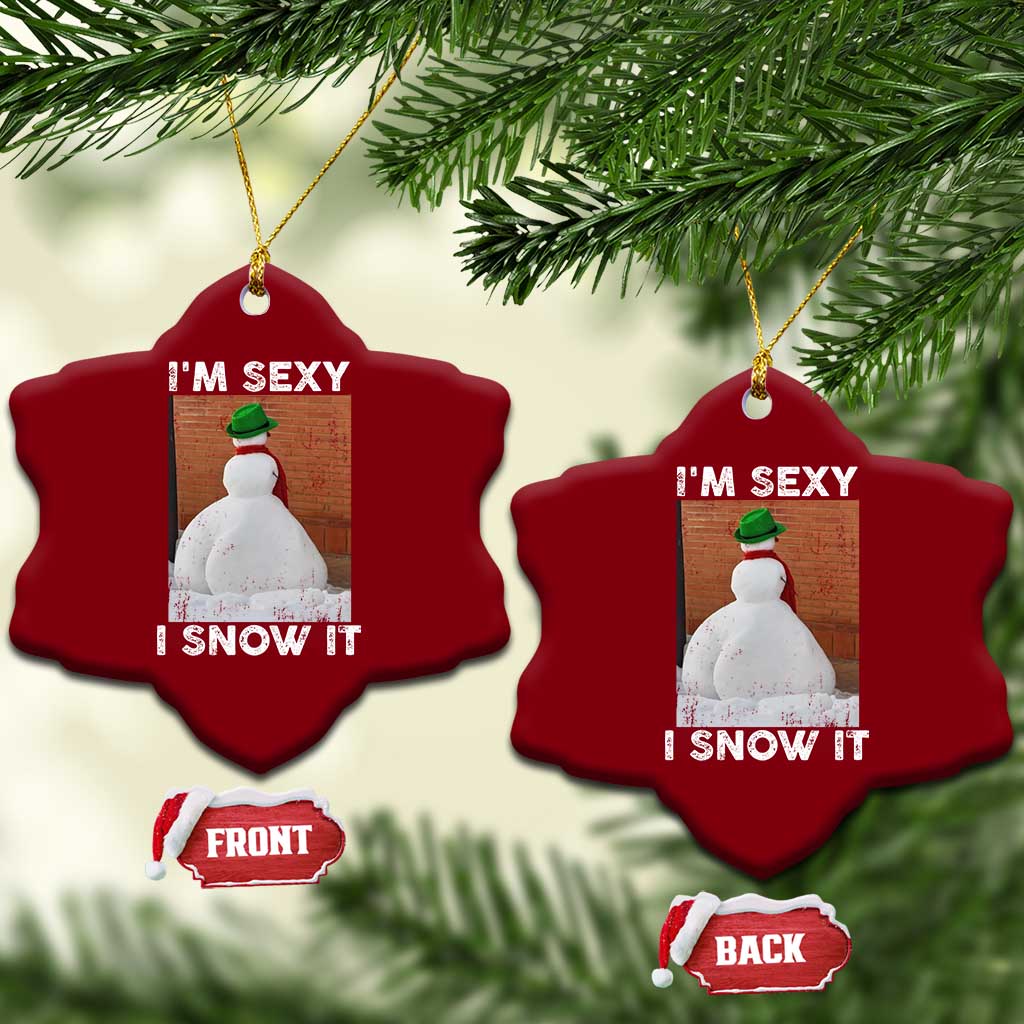 Sarcastic Snowman Ceramic Ornament Funny Christmas I'm Sexy and I Snow It - Wonder Print Shop