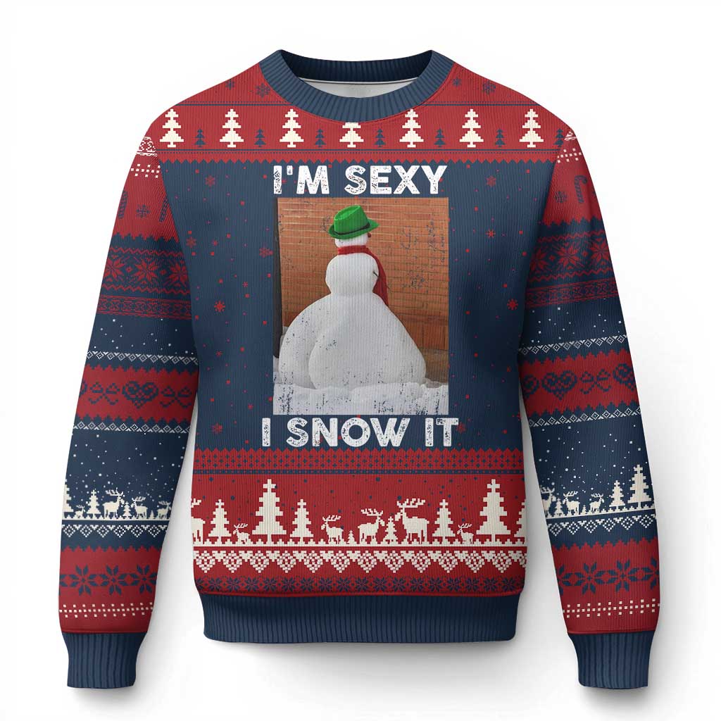 Sarcastic Snowman Ugly Christmas Sweater Funny Xmas I'm Sexy and I Snow It - Wonder Print Shop