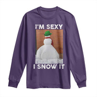 Sarcastic Snowman Long Sleeve Shirt Funny Christmas I'm Sexy and I Snow It - Wonder Print Shop