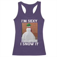 Sarcastic Snowman Racerback Tank Top Funny Christmas I'm Sexy and I Snow It - Wonder Print Shop