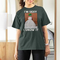 Sarcastic Snowman T Shirt For Women Funny Christmas I'm Sexy and I Snow It - Wonder Print Shop