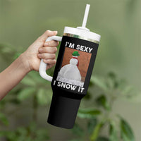 Sarcastic Snowman Tumbler With Handle Funny Christmas I'm Sexy and I Snow It - Wonder Print Shop