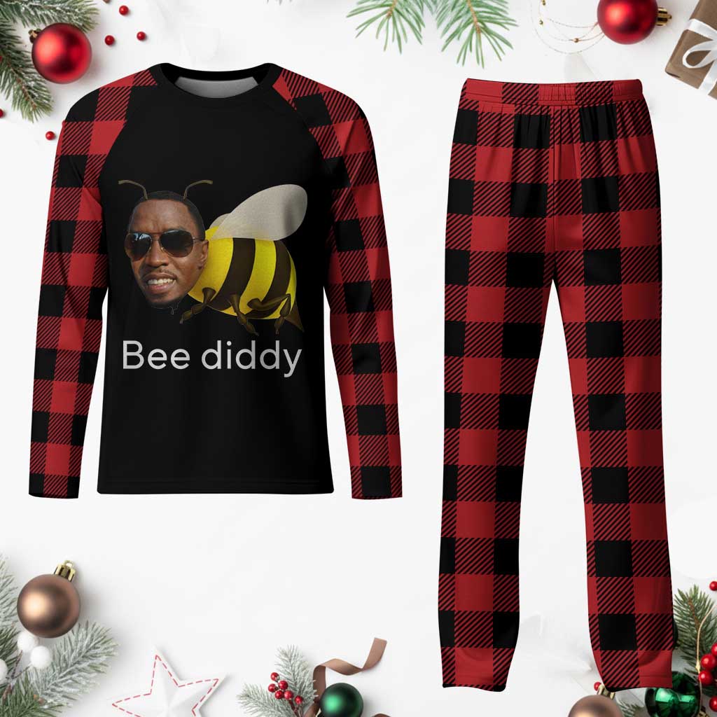 Bee Diddy Plaid Pajama Set Funny Weirdcore Dark Humor Internet Memes Gen-Z - Wonder Print Shop