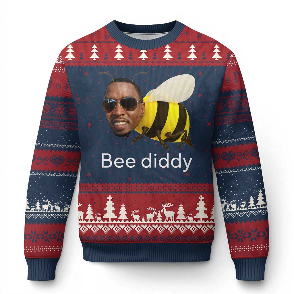 Bee Diddy Ugly Christmas Sweater Funny Weirdcore Dark Humor Internet Memes Gen-Z - Wonder Print Shop