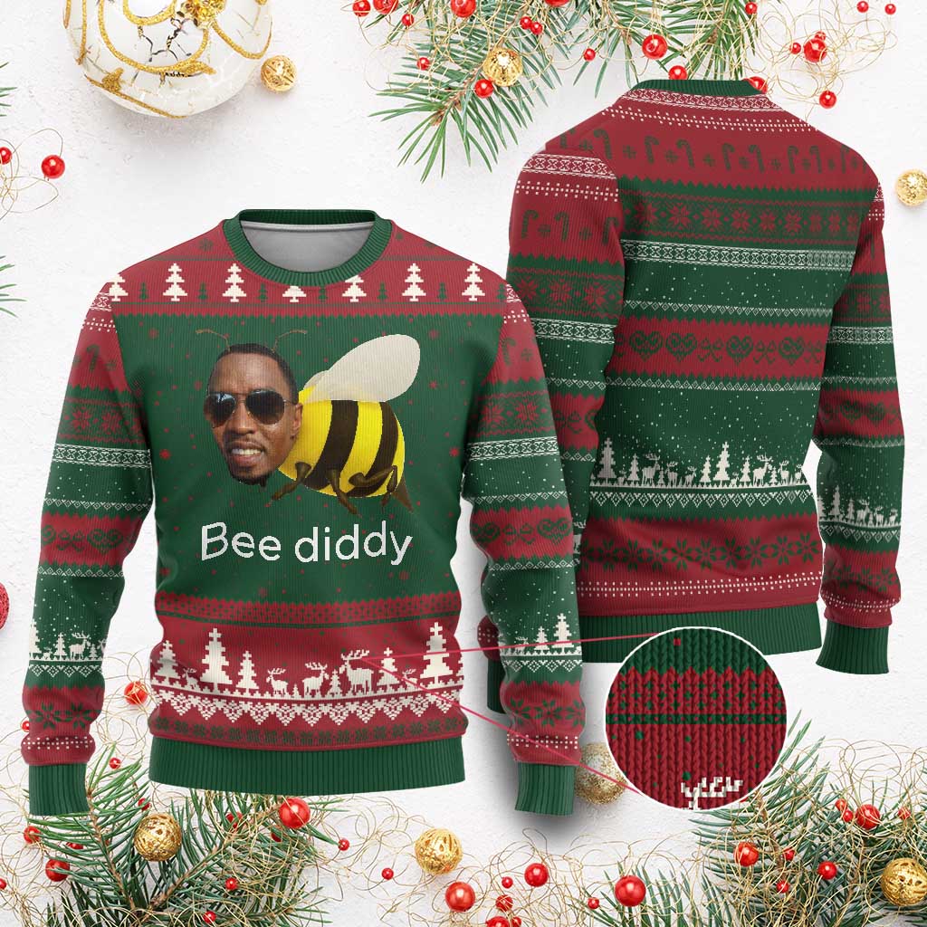 Bee Diddy Ugly Christmas Sweater Funny Weirdcore Dark Humor Internet Memes Gen-Z - Wonder Print Shop