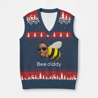 Bee Diddy V-Neck Knit Sweater Vest Funny Weirdcore Dark Humor Internet Memes Gen-Z - Wonder Print Shop
