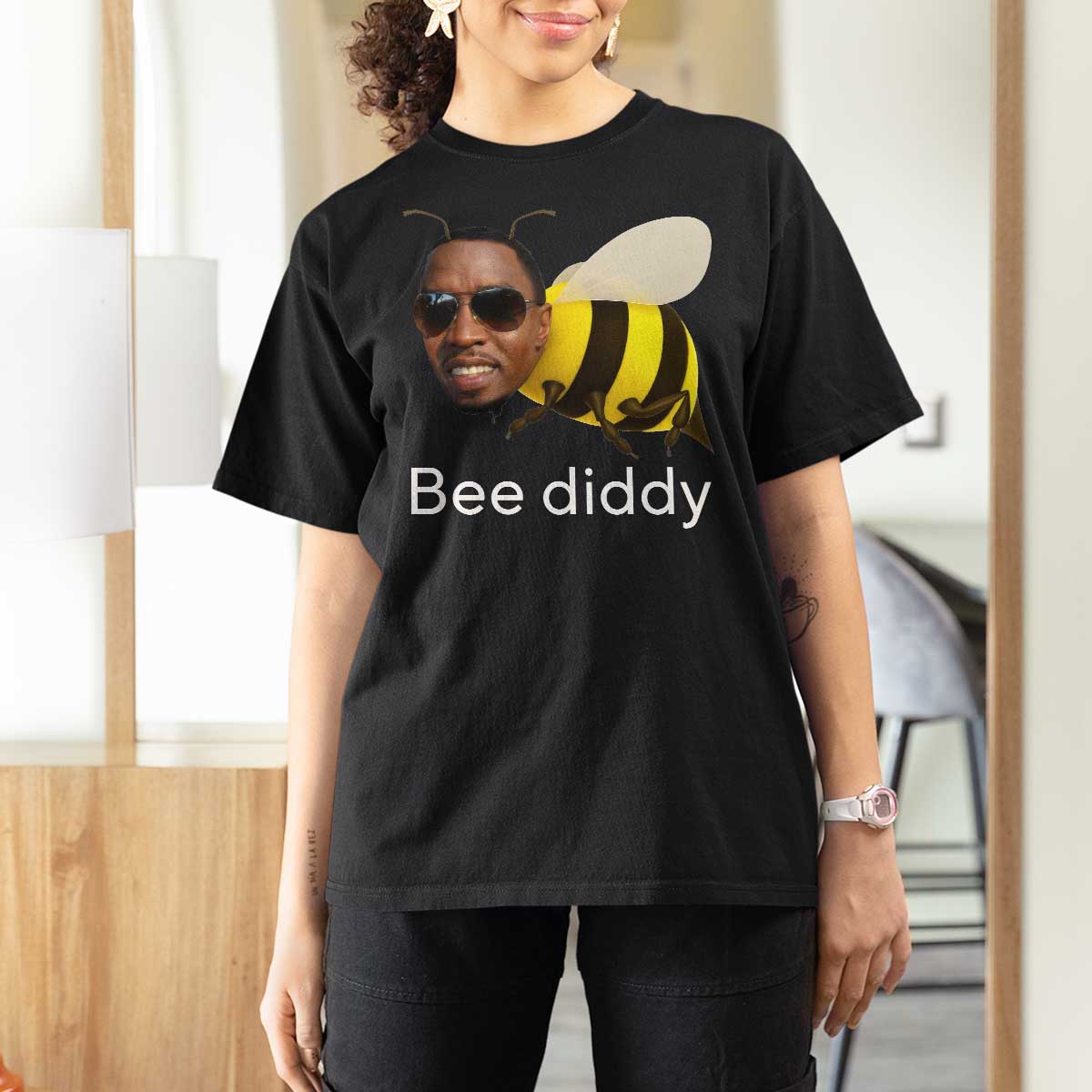 Bee Diddy T Shirt For Women Funny Weirdcore Dark Humor Internet Memes Gen-Z - Wonder Print Shop