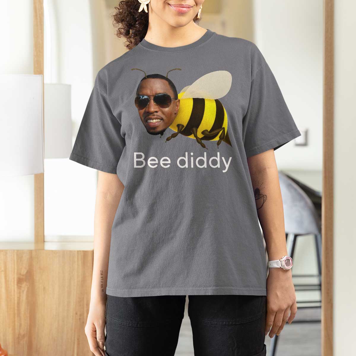 Bee Diddy T Shirt For Women Funny Weirdcore Dark Humor Internet Memes Gen-Z - Wonder Print Shop