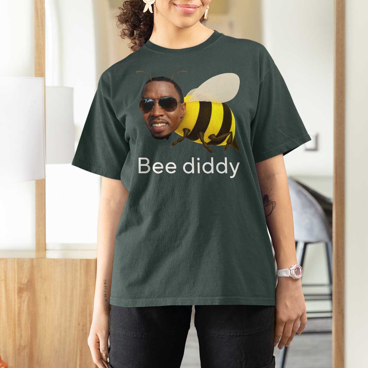Bee Diddy T Shirt For Women Funny Weirdcore Dark Humor Internet Memes Gen-Z - Wonder Print Shop
