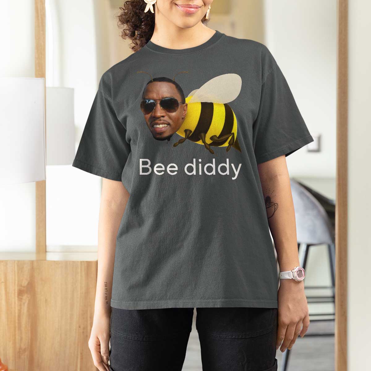 Bee Diddy T Shirt For Women Funny Weirdcore Dark Humor Internet Memes Gen-Z - Wonder Print Shop