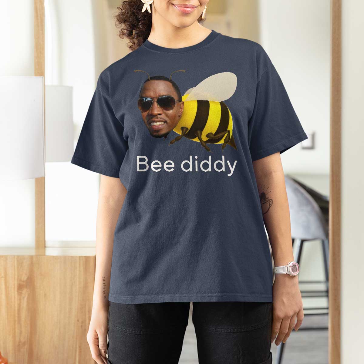 Bee Diddy T Shirt For Women Funny Weirdcore Dark Humor Internet Memes Gen-Z - Wonder Print Shop