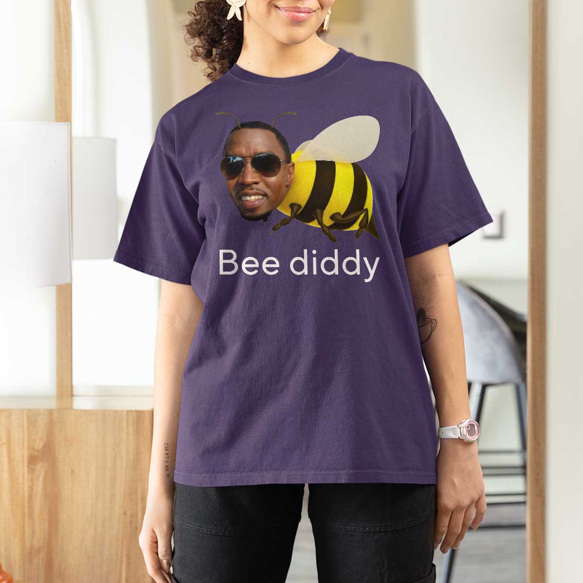 Bee Diddy T Shirt For Women Funny Weirdcore Dark Humor Internet Memes Gen-Z - Wonder Print Shop