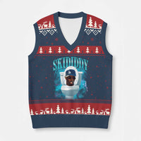 Funny Diddy V-Neck Knit Sweater Vest Diddy Skibidi Toilet Bootleg Meme - Wonder Print Shop