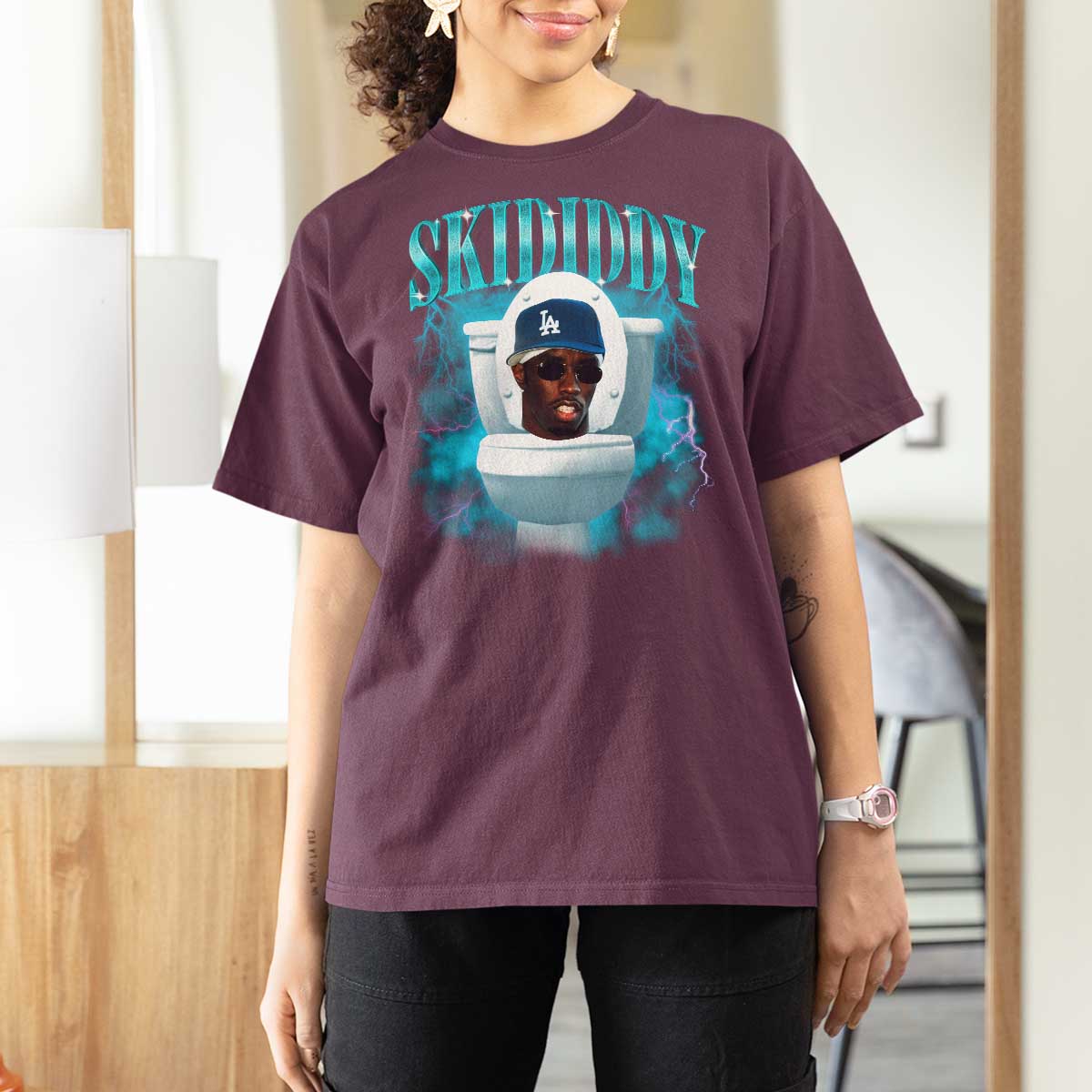 Funny Diddy T Shirt For Women Diddy Skibidi Toilet Bootleg Meme - Wonder Print Shop