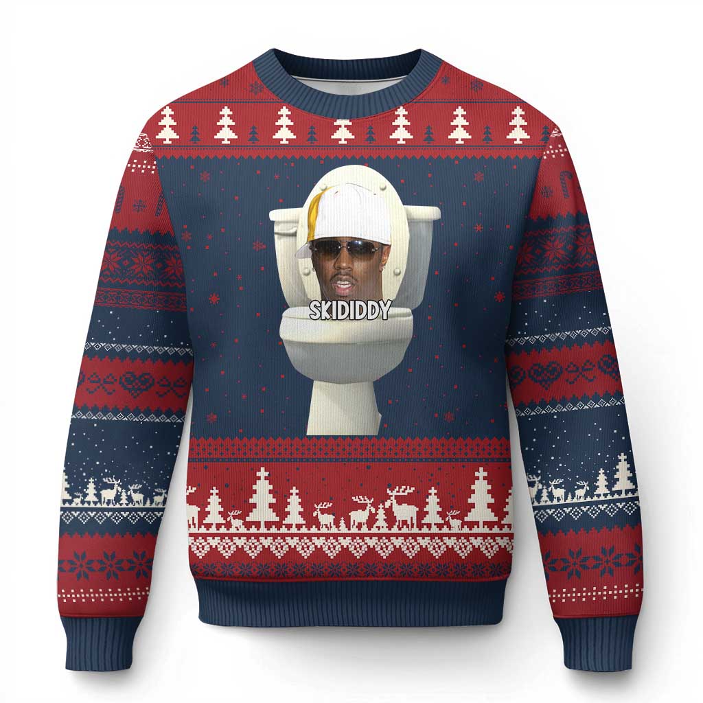 Funny Diddy Ugly Christmas Sweater Diddy Skibidi Toilet Meme - Wonder Print Shop