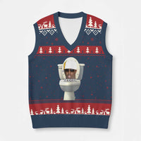 Funny Diddy V-Neck Knit Sweater Vest Diddy Skibidi Toilet Meme - Wonder Print Shop