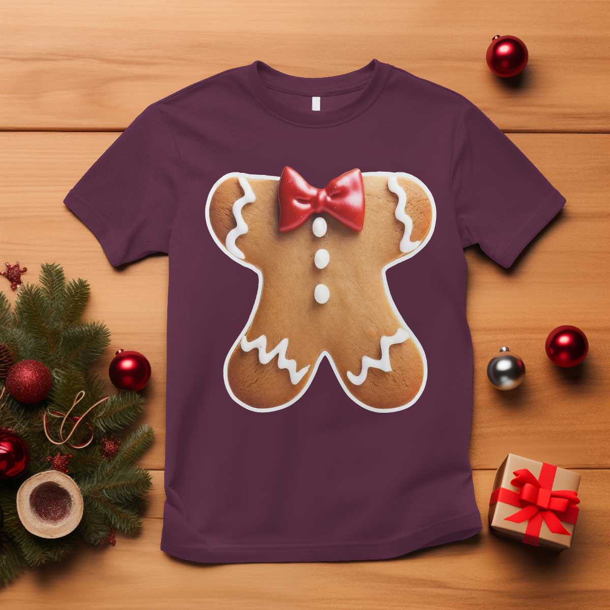 Gingerbread Man T Shirt Christmas Cookie Costume - Wonder Print Shop