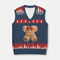 Gingerbread Man V-Neck Knit Sweater Vest Xmas Cookie Costume - Wonder Print Shop