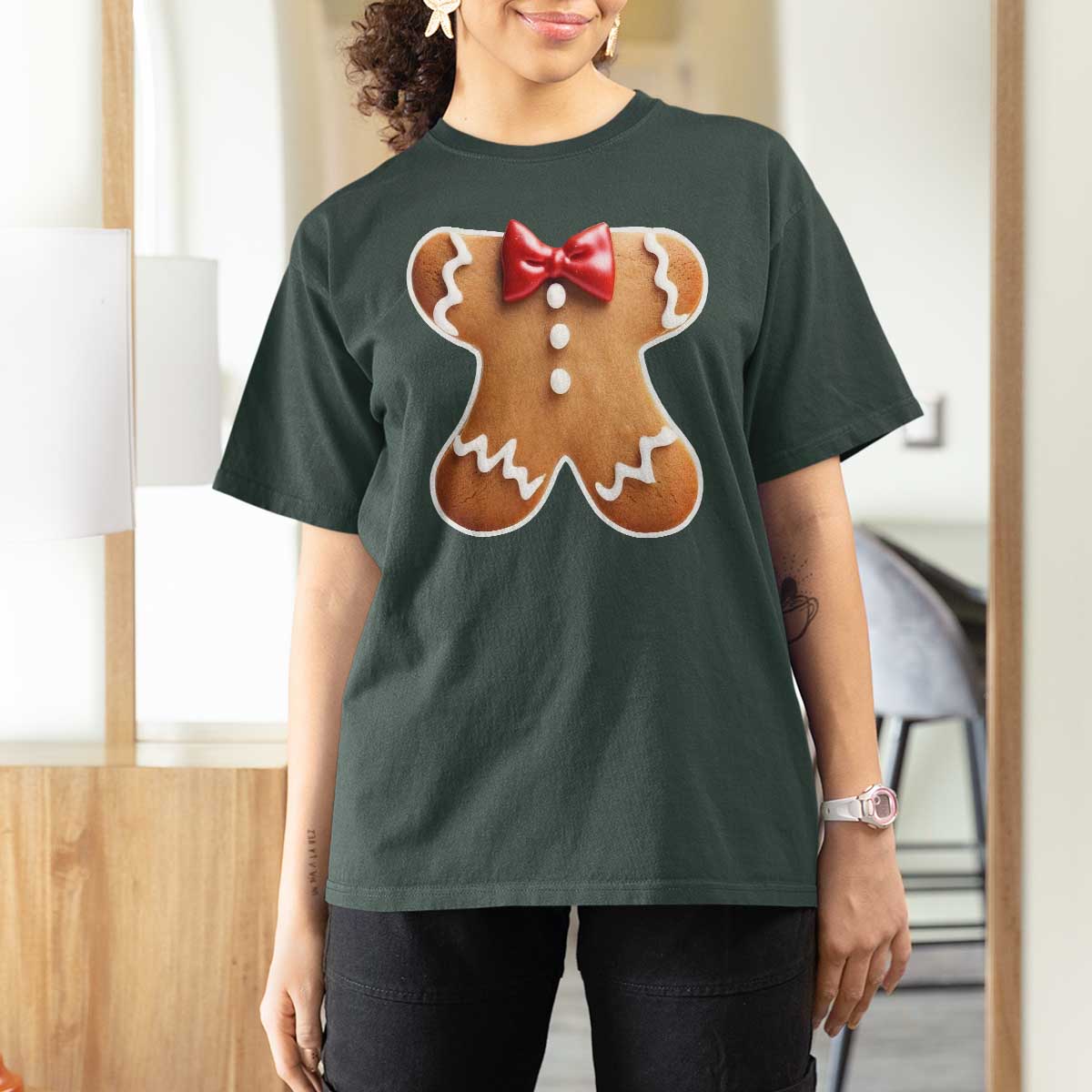 Gingerbread Man T Shirt For Women Christmas Cookie Costume - Wonder Print Shop