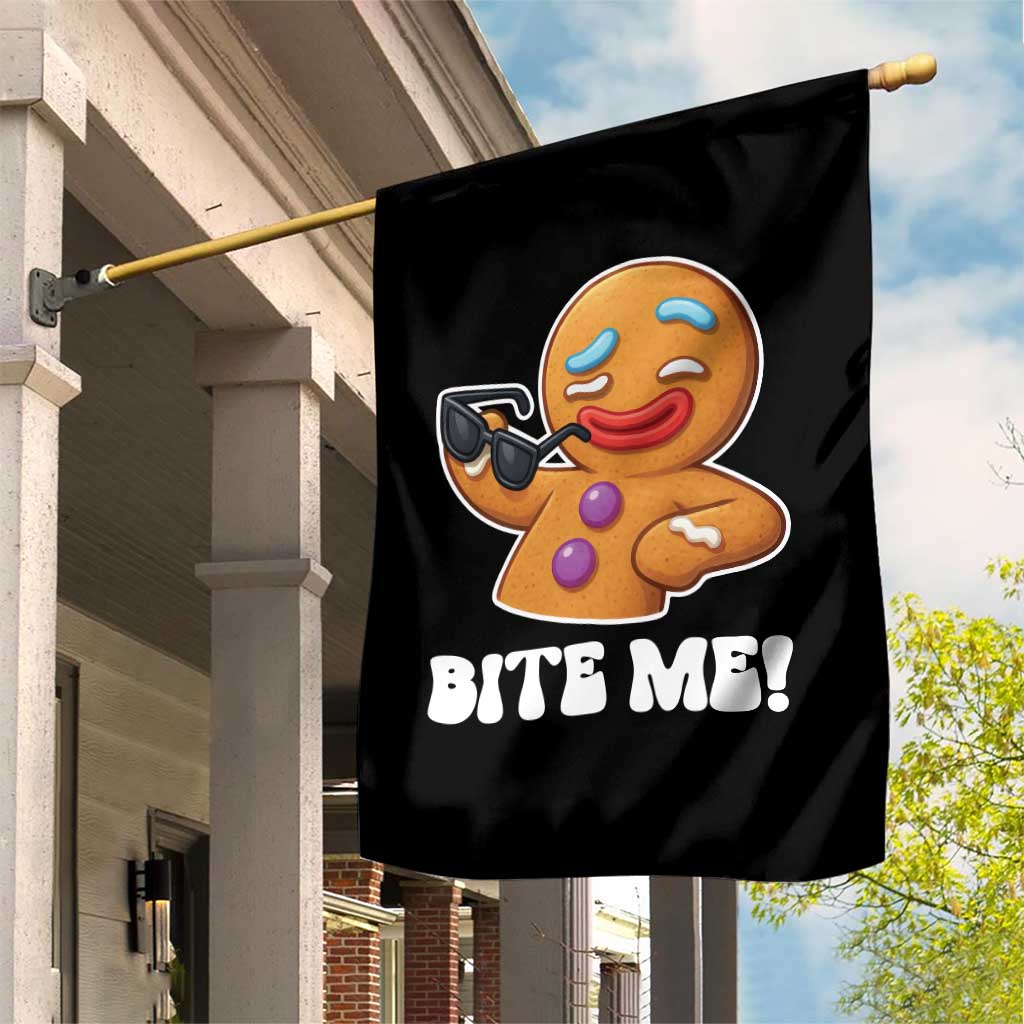 Funny Xmas Gingerbread Man Garden Flag Funny Sexy Cookie Bite Me - Wonder Print Shop