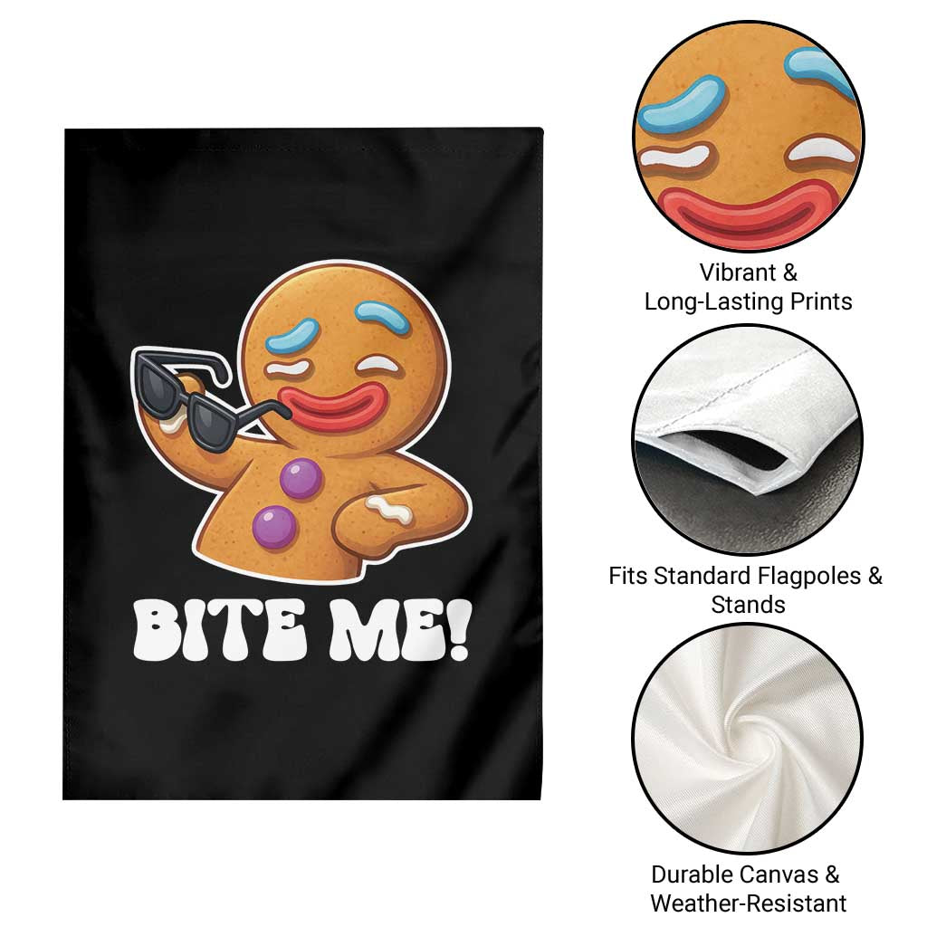 Funny Xmas Gingerbread Man Garden Flag Funny Sexy Cookie Bite Me - Wonder Print Shop