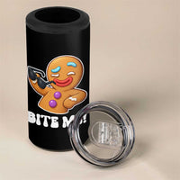 Funny Xmas Gingerbread Man 4 in 1 Can Cooler Tumbler Funny Sexy Cookie Bite Me - Wonder Print Shop