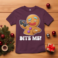 Funny Xmas Gingerbread Man T Shirt Funny Sexy Cookie Bite Me - Wonder Print Shop