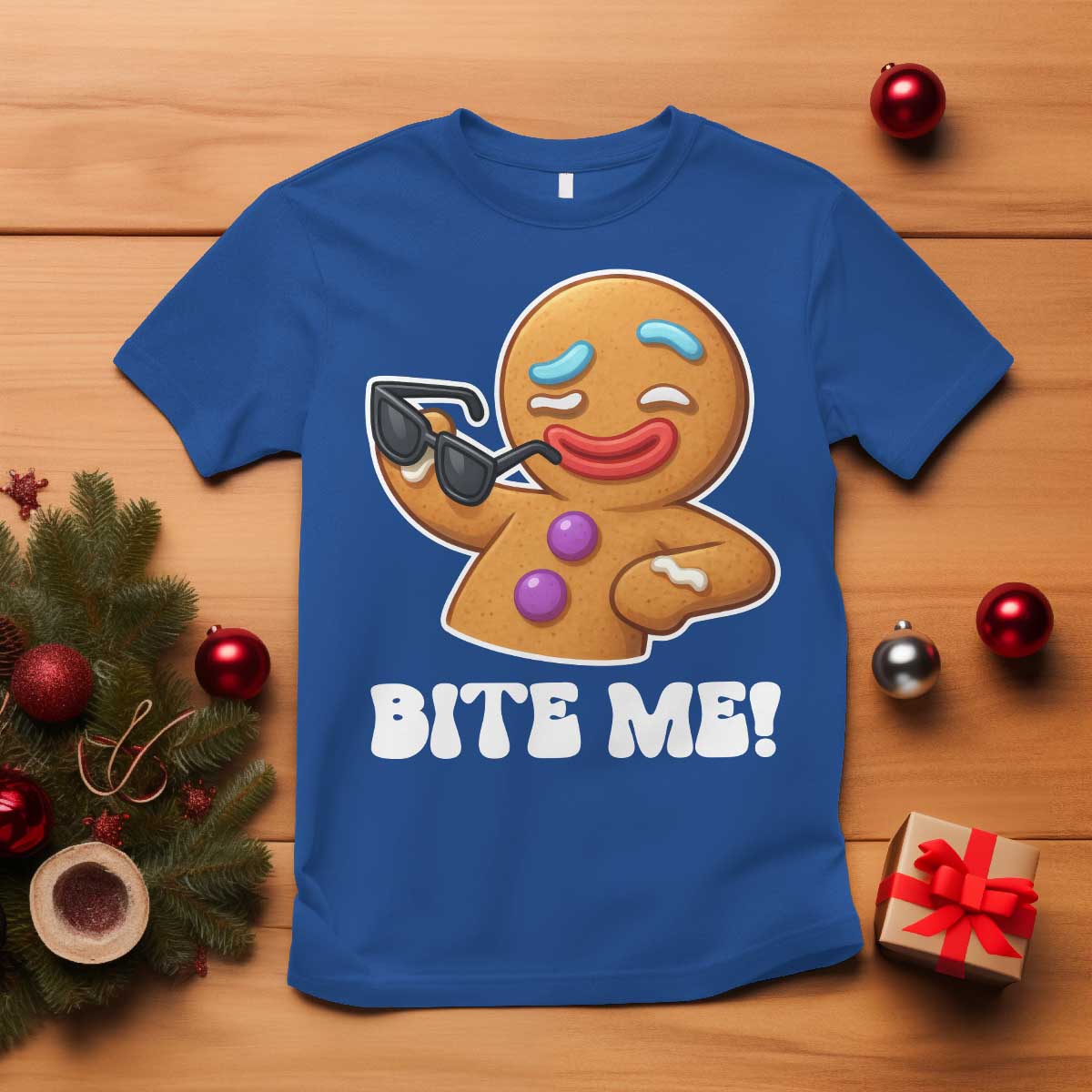 Funny Xmas Gingerbread Man T Shirt Funny Sexy Cookie Bite Me - Wonder Print Shop