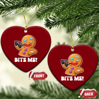 Funny Xmas Gingerbread Man Ceramic Ornament Funny Sexy Cookie Bite Me - undefined