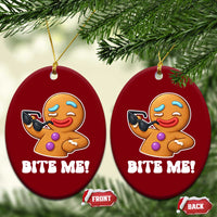 Funny Xmas Gingerbread Man Ceramic Ornament Funny Sexy Cookie Bite Me - undefined
