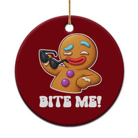 Funny Xmas Gingerbread Man Ceramic Ornament Funny Sexy Cookie Bite Me - undefined