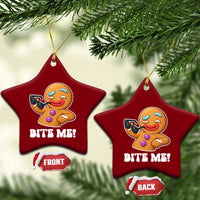 Funny Xmas Gingerbread Man Ceramic Ornament Funny Sexy Cookie Bite Me - undefined