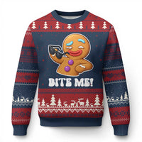Funny Xmas Gingerbread Man Ugly Christmas Sweater Funny Sexy Cookie Bite Me - Wonder Print Shop