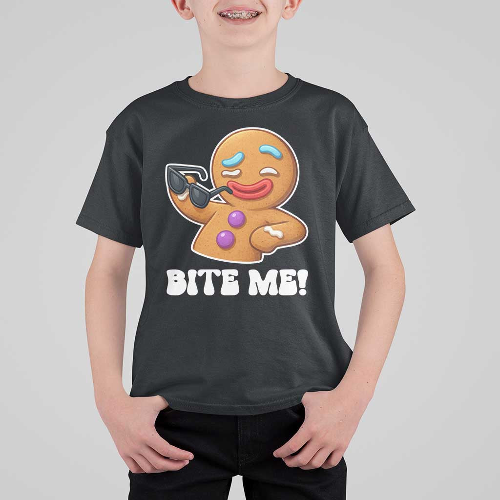 Funny Xmas Gingerbread Man T Shirt For Kid Funny Sexy Cookie Bite Me - Wonder Print Shop
