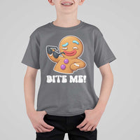 Funny Xmas Gingerbread Man T Shirt For Kid Funny Sexy Cookie Bite Me - Wonder Print Shop