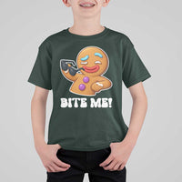 Funny Xmas Gingerbread Man T Shirt For Kid Funny Sexy Cookie Bite Me - Wonder Print Shop