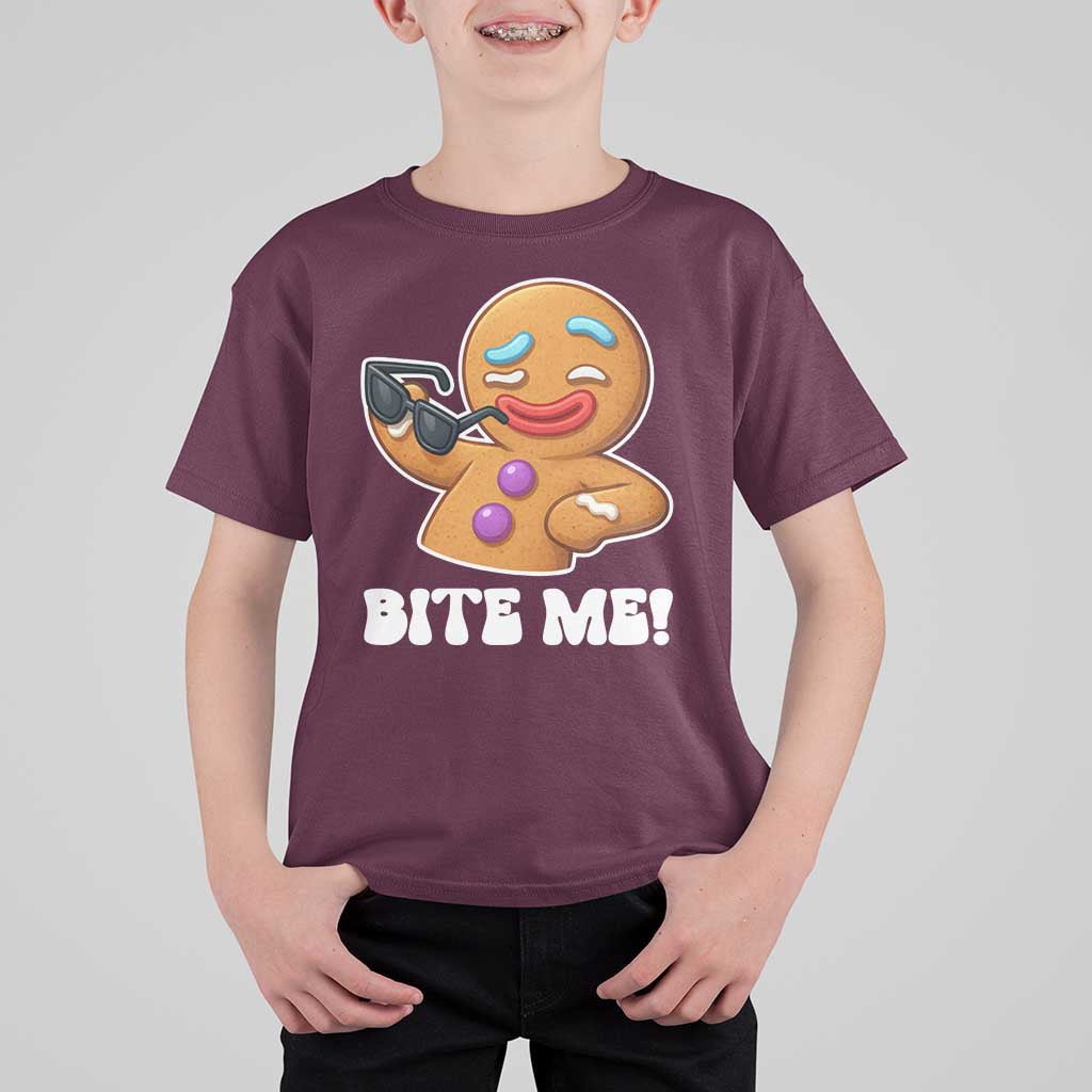 Funny Xmas Gingerbread Man T Shirt For Kid Funny Sexy Cookie Bite Me - Wonder Print Shop