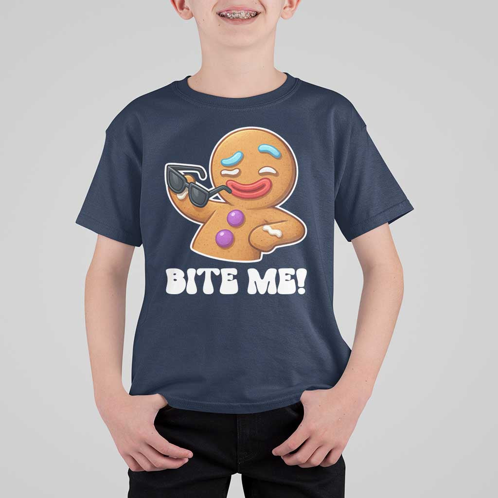 Funny Xmas Gingerbread Man T Shirt For Kid Funny Sexy Cookie Bite Me - Wonder Print Shop