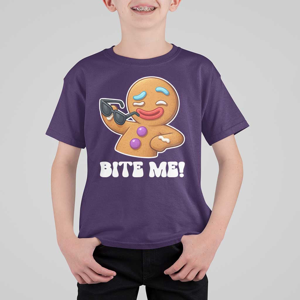 Funny Xmas Gingerbread Man T Shirt For Kid Funny Sexy Cookie Bite Me - Wonder Print Shop