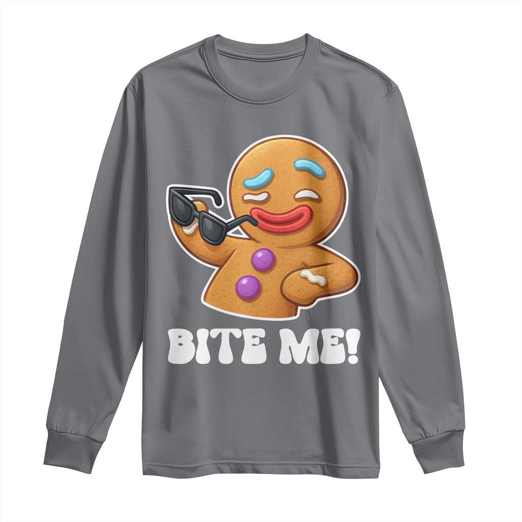 Funny Xmas Gingerbread Man Long Sleeve Shirt Funny Sexy Cookie Bite Me - Wonder Print Shop